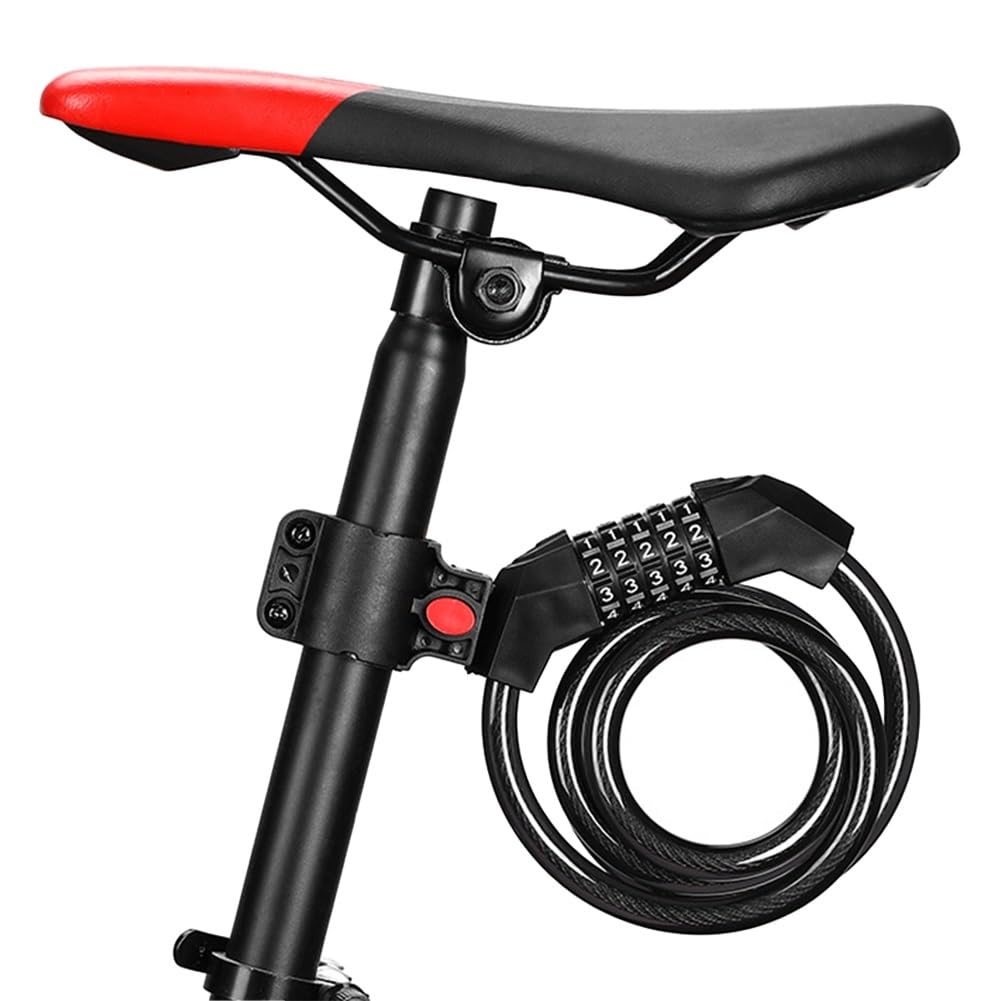 Anti Theft Motocykl Zacisk Koła 3,2-stopowa blokada zabezpieczająca przed kradzieżą, zwijana, 5-cyfrowa kombinacja z możliwością resetowania ze wspornikiem montażowym