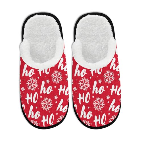 Christmas Travel Slippers for Women Men Funny Reindeer Santa Snowman Xmas Tree Snowflake Slipper Plush Warm Winter Slip on Cozy Memory Foam House Shoes Holiday Party Gifts