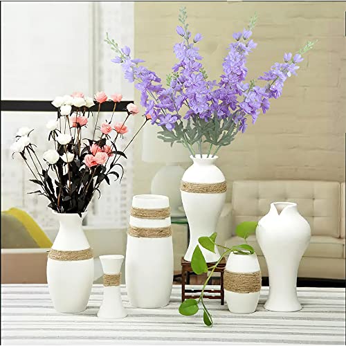 Ferial Purple Artificial Delphinium Flowers Silk Larkspur Flowers Faux Snapdragon Long Stem Fake Plant Spray Arrangement For Home Office Garden Wedding Table Vase Decor (Purple) #TOP7