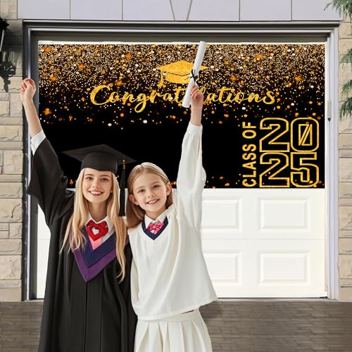 Fondo Decorativo Graduación 8x6 FT Clase 2026 Negro Dorado miniatura 4
