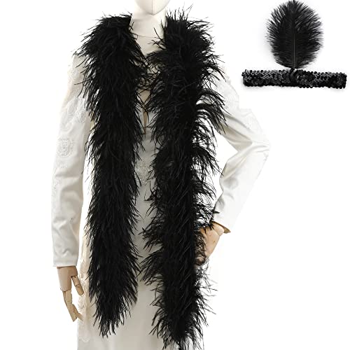 Soarer Black Ostrich Feather Boas – 2yards 3ply Long...