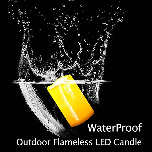 Outdoor Flameless LED Candles with Timer Waterproof Plastic Resin