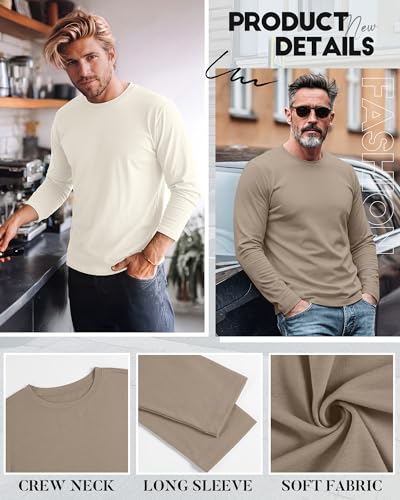 Image of August Alley 4 Pack Men's Big and Tall Cotton Shirts L-7XL, Long Sleeve Oversized Tops Loose Casual Large T-Shirts Basic Tee