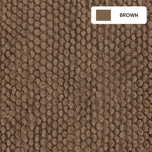 Image of haus & kinder Door Mat Cotton Chenille 1700 GSM | Ultra Soft Absorbent Anti Skid Bath Mat for Bathroom, Entrance & Kitchen | Thick Floor Mat | Brown | 45 x 70 cm
