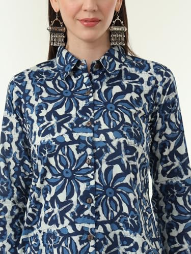 Image of Tissu Women's Plus Size Pure Cotton Grey Floral Tunic with Palazzo Co-ords