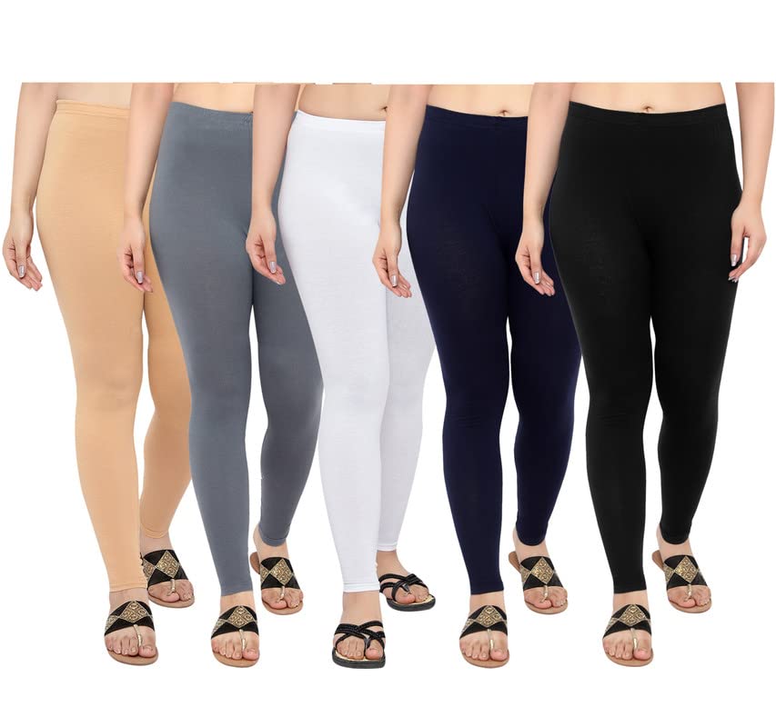 Image of NGT Cotton Lycra Ankle Length Leggings for Women Combo (Set of 6)