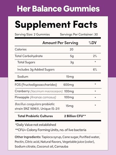 Image of Black Girl Vitamins Her Balance Vaginal Probiotic Gummies - pH Balance & Odor Support, Feminine Health + Urinary Tract Support, 2B CFU Lactobacillus, Vegan, Gluten-Free, Halal (30-Day Supply)