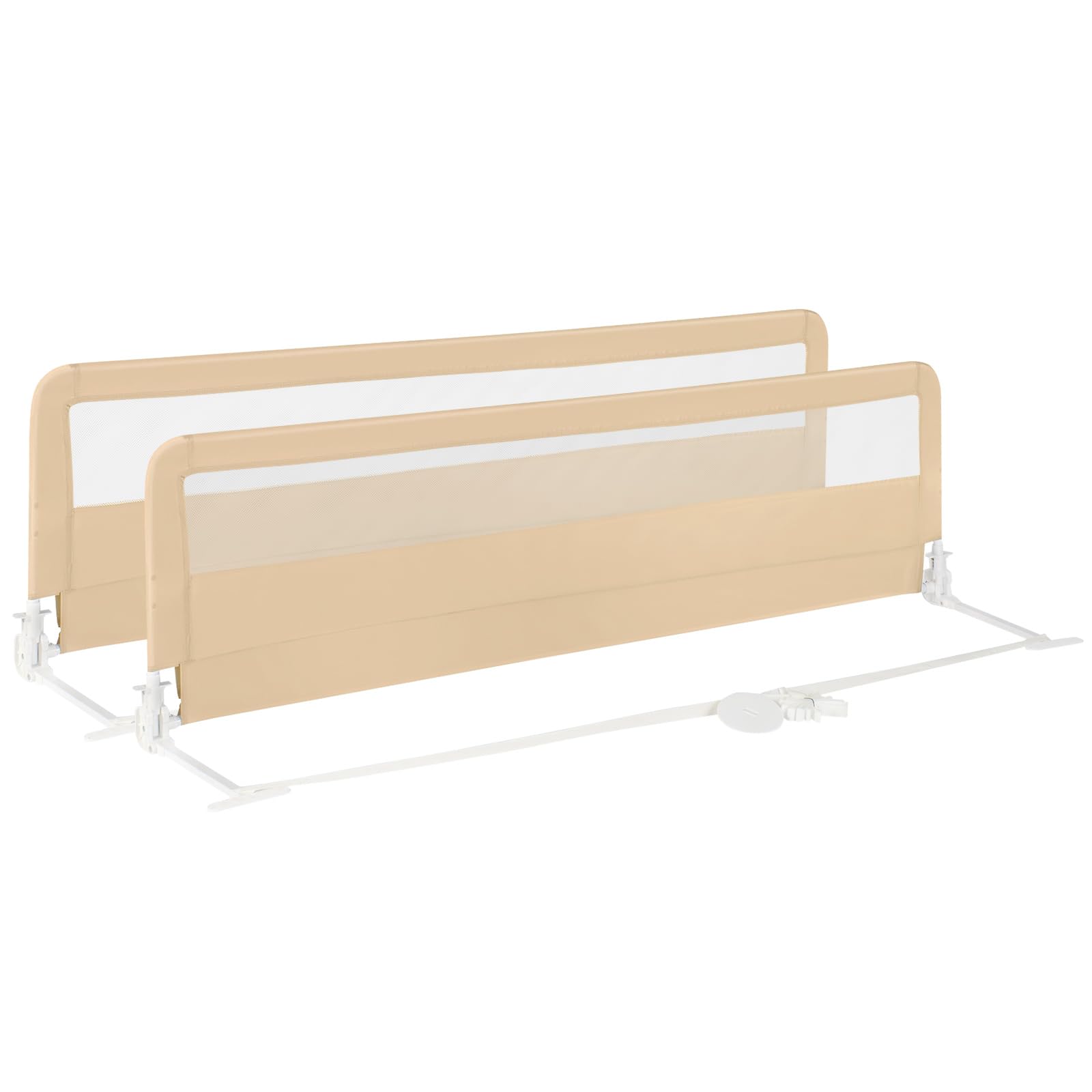 Costzon Bed Rail for Toddlers, 2 PCS Extra Long Swing Down Safety Bed Guards w/Straps for Convertible Crib, Kids Twin, Double, Full Size, Queen & King