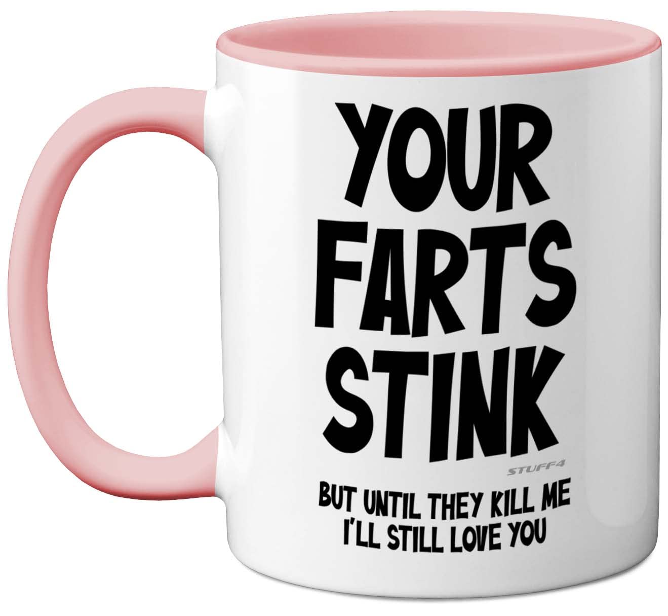 Funny Valentines Gifts for Him - Your Farts Stink Mug - Funny Mugs for Men, Birthday Gifts Boyfriend Husband Dad, Joke Novelty Present, I Love You Daughter Son Wife, 11oz Pink Ceramic