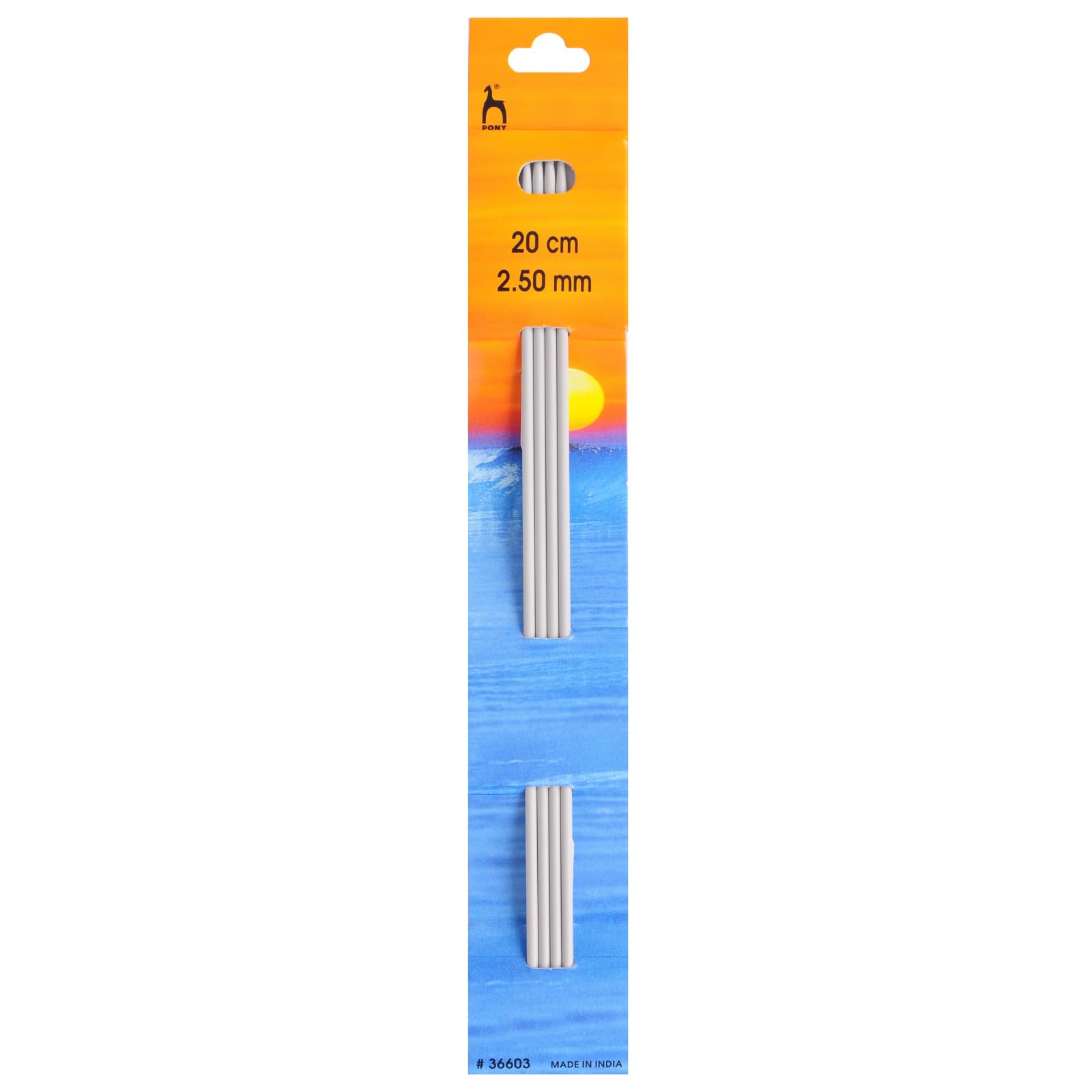 Pony Double Ended Knitting Pins - 20Cm x 2.50mm, Set of 4, Silver
