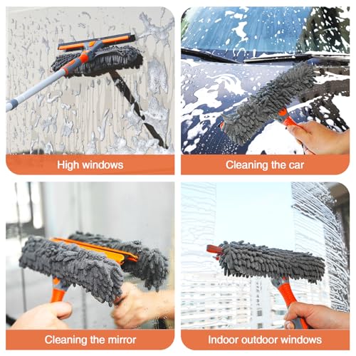 Eazer 89'' Squeegee Window Cleaner 2 in 1 Rotatable Window Cleaning Tool Kit with Extension Pole, Window Washing Equipment with Bendable Head for Indoor/Outdoor Window and Car Glass - Image 7