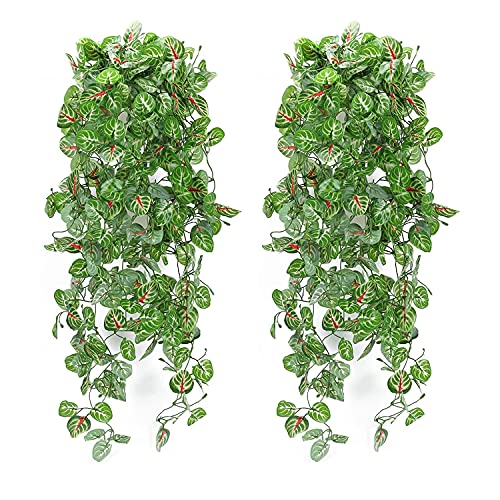 HUAESN 2PCS Piante Artificiali Pendenti Piante Artificiali Rampicanti Pianta Finta Cadente con Verde Foglie Finte Pianta Finta Cadente per Decorazioni Balconi Parete Porta
