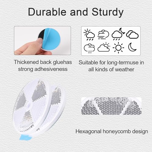 Image of 10 Pack White Self Adhesive and Screw on Round Reflectors, DOT SAE Approval Road Safety Gate Posts Rear Reflectors for Mailboxes Driveway Trailer Caravan Tunnels Truck Tractor Boat Lorry