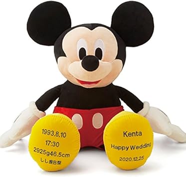 Amazon ミッキーマウスのウェイトドール 1体 両足裏刺繍入り ウェルカムドール 体重ドール ディズニー 親ギフト 出産祝い 結婚式 披露宴 ぬいぐるみ おもちゃ