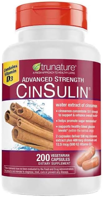 OProCyn Tru Nature Cinsulin Advanced Strength Cinnamon Extract 500mg, 200 Vegetarian Capsules