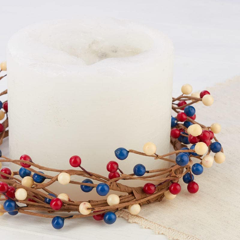 Factory Direct Craft Primitive Americana Berry Candle Rings | Set of 2