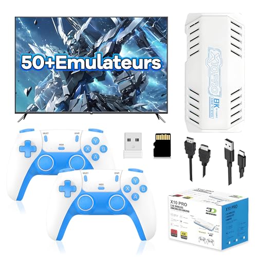 X10 Pro Console de Jeux Rétro 4K, Console Retrogaming Compatible avec 50+ Émulateurs, Console de Jeu Portable avec 2 Manettes sans Fil 2,4 GHz, Idéale pour...