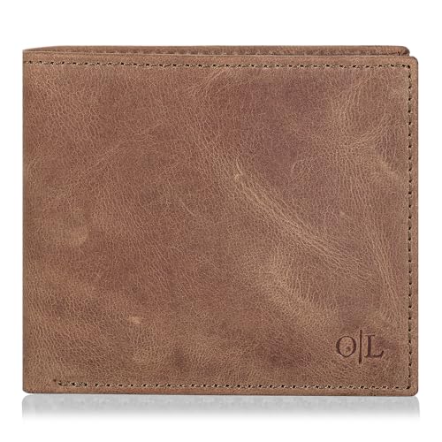 Image of Oak Leathers Slim Leather Wallet for Men - RFID Wallets Credit Card Holder Ultra Thin Gift for Mens, Front Pocket Minimalist Design