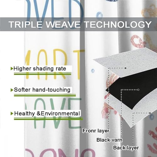 Kids Sea Animal Curtains, Funny Fairy Tales Colorful Inspirational Quotes Ocean Whale Coral Starfish Drapes For Child, Blackout Rod Pocket Window Treatments for Living Room Bedroom Bathroom 42x45in - Image 6