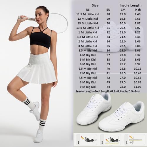WUIWUIYU Boys Girls Women's Lace Up Aerobics Gymnastics School Cheerleading Dance Sport Shoes Training Sneakers 7