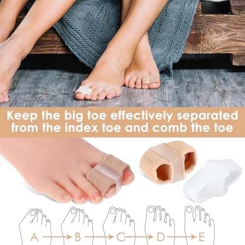 Image of Ptwola 4pcs Gel Toe Separators Bunion Corrector with 2 Loops Big Toe Spacers Overlapping Toes Spacers Hammer Toe Straightener Soft Breathable Elasticity Bunion Spacers for Women Men Relieve Foot Pain