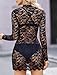 Avidlove Women's Lace Floral Elegant Cocktail Dress Mock Neck Sexy See Through Lingerie Mini Babydoll Dress for Party Bodycon Dresses Black XXL