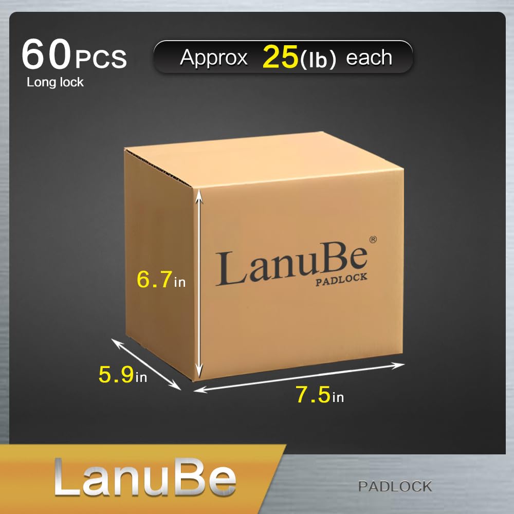 LanuBe Candado laminado de 40 mm de largo, paquete de 60 llaves iguales, aro de plástico azul, cerraduras a granel para almacén, escuela