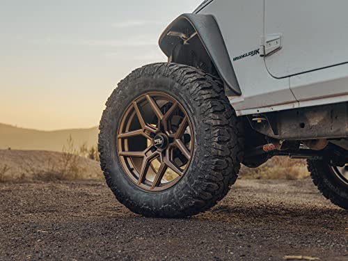 RockTrix RT105 20 inch Wheel Compatible with Jeep Wrangler JK JL 20x9 5x5 Wheels (-12mm Offset, 4.5in Backspace) 5x5 PCD, 71.5mm Bore, Bronze Wheels, Also fits Gladiator JT Rims