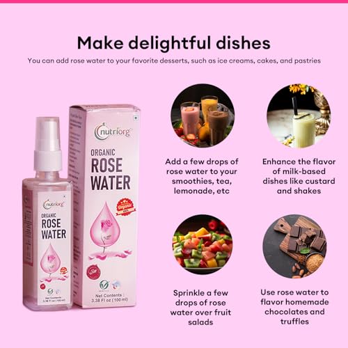 Image of Nutriorg Organic Extra Virgin Coconut Oil 250ml & Organic Rose Water 250ml, Good for Skin & Hair