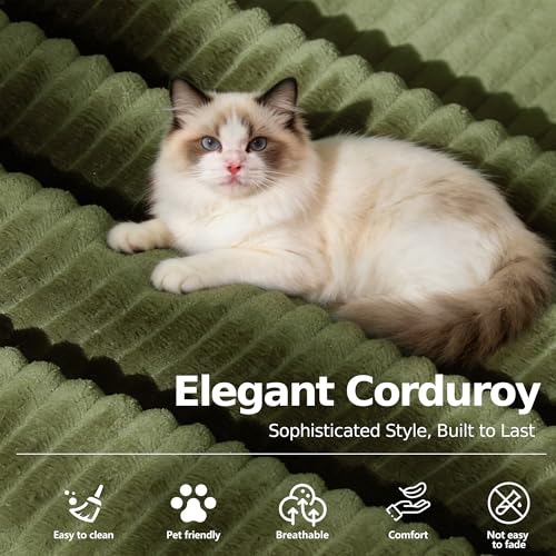 MoonSpeak 78.8''Sleeper Couch Bed for Livingroom,Convertible Modular Sofa with Armrest Pillow,Modular Foldable Corduroy Couches in a Box,No Assembly (Green) - Image 3