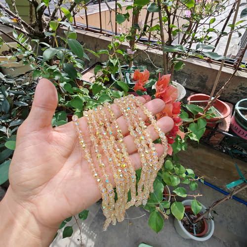 Image of 6mm Rondelle Glass Beads for Jewelry Making, Faceted Briolette Crytal Spacer Beads for Bracelet Necklace Earring, Shiny Gold 720pcs