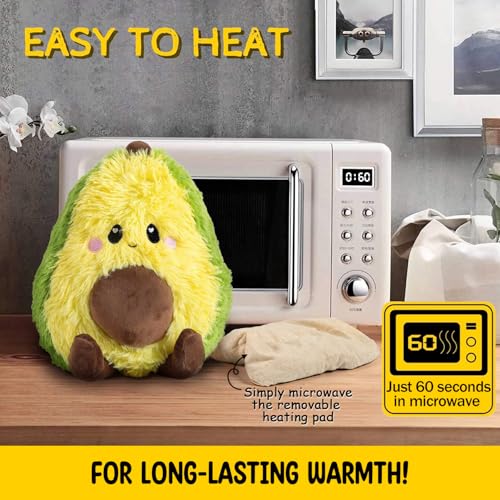 Image of Happy Fuel Avocado Microwavable Unscented 1.5lbs Heating Pad For Women And Kids- Cute Soft Cozy Pillow Plush Heatable Warm Stuffed Animals- Kawaii Hot & Cold Plushie Food Toy - Avocado Gifts For Girls