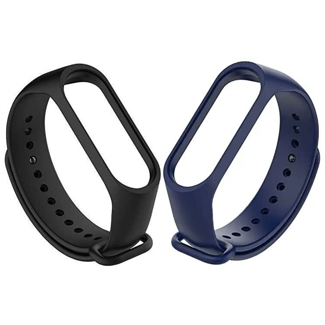 INEFABLE Mi Band Strap 3 & 4 Wristband Original Soft Silicone Adjustable Replacement Strap/Belt/Band for Mi M3 & M4-Device Not Included (Pack of-2)