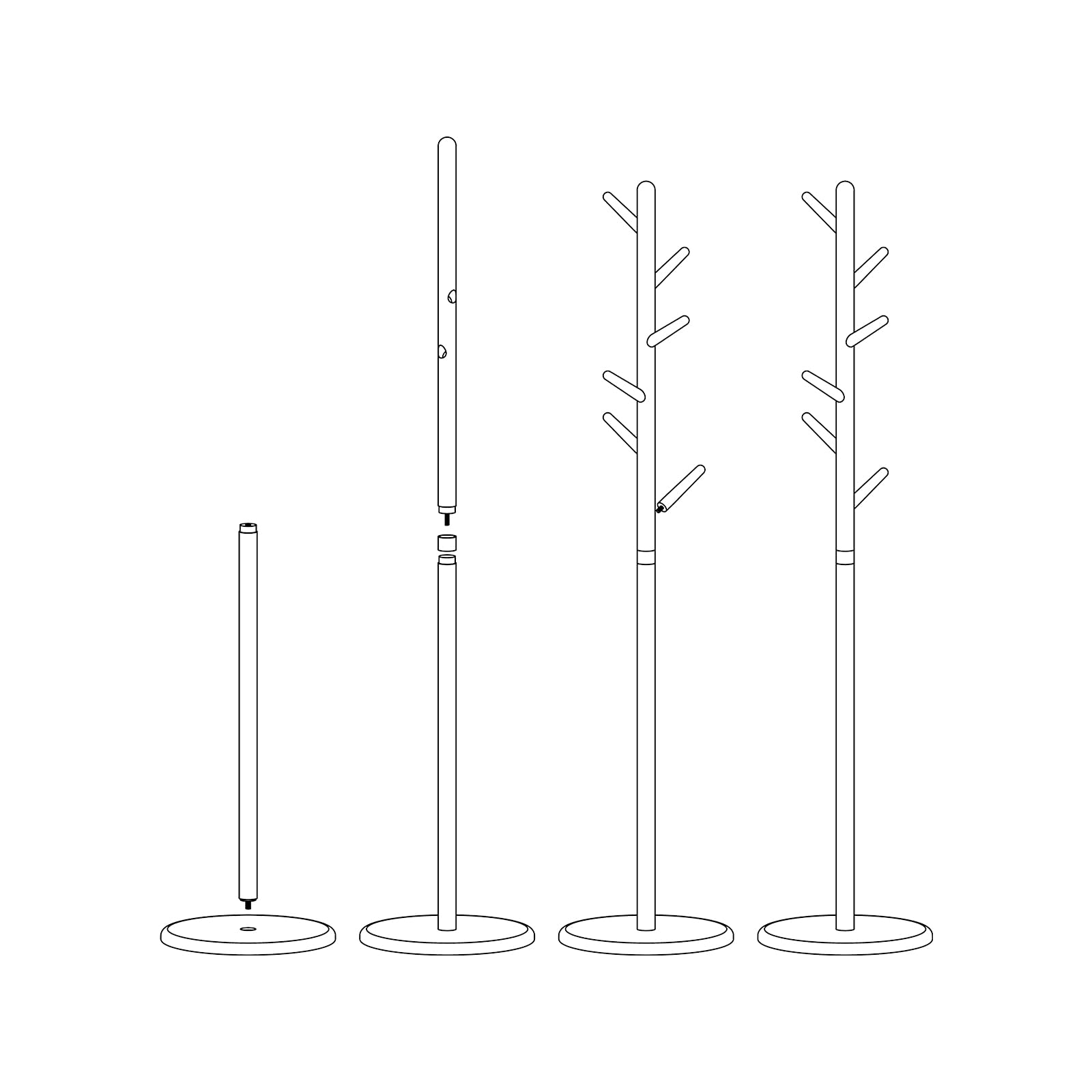 Perchero Nogal Forma Árbol 172Cm 6 Ganchos Base Estable