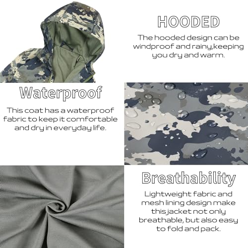 JOYSON Kid Boys Rain Jackets Lightweight Water-resistant Windbreaker Breathable Outerwear Raincoat with Hood3