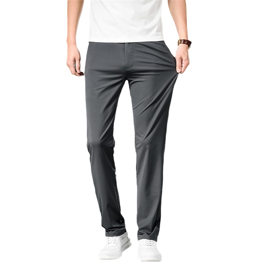 Suwequest Pantaloni Casual Neri Elasticizzati Sottili da Uomo Primavera Estate Slim Fit Grigio Scuro9 Pantaloni