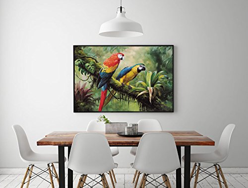 24"x36" Hd Canvas Print Home Decor Art Painting (No Frame), Parrot on The Branch, Rain Forest, Tree