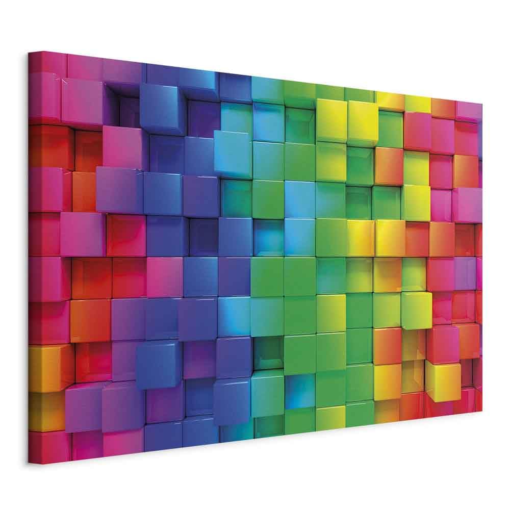 B&D XXL - Akustikbild Quadrate Würfel Illusion, Schallschutz, Wohnzimmer | Verbessert Raumakustik, reduziert Hall, ideal fürs Büro oder Wohnzimmer, hochwertige Verarbeitung, schnelle Montage, stilvoll