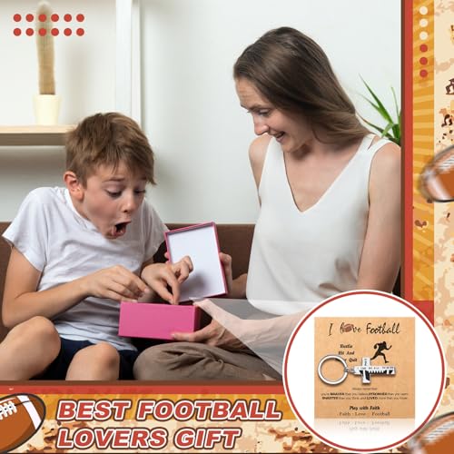 Image of Quelay 24 Sets Football Baseball Softball Christian Cross Keychain with Cards Metal Faith Gift for Teen Athletes