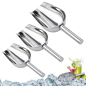 3 Stücke Edelstahl Lebensmittelschaufel, Mehlschaufel, Eisschaufel, Edelstahl Multifunktional Anti Rost Spiegelpolieren Lebensmittelschaufel für Essen, Mehl, Süßigkeiten, Hochzeit, Party, Bar (Silber)