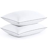 puredown® White Goose Feather and Down Pillows&comma; 2 Pack Luxury Bed Pillows for Sleeping with 100&percnt; Cotton Cover&comma; King Size
