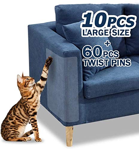 Pet Couch Protector, 10PACK Clear Pet Cat Dog Claw Guards Self-Adhesive Pads, Discreet Cat Scratch Furniture Protector Pad Deterrent,Cover to Protect The Upholstery, Door, Walls,Mattress,Car Seat