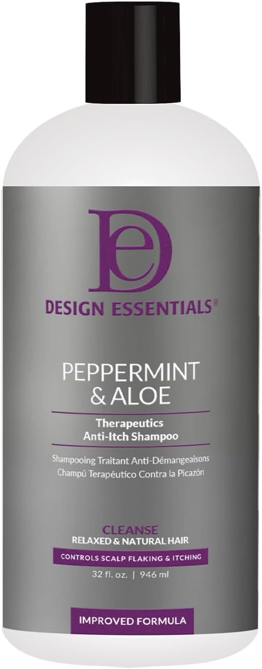 Design Essentials Peppermint & Aloe Therapeutics AntiItch Shampoo Control Scalp Flaking & Itching, 32 Fl Oz