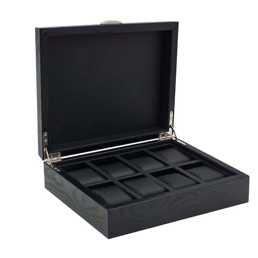 SAFE Edle Uhrenaufbewahrungsbox Herren Damen aus Holz schwarz für 8 Uhren