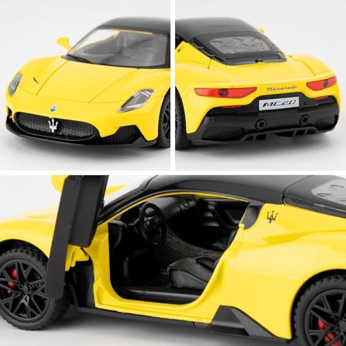 Image of 1:32 Maserati MC20 Alloy Model Car with Pull Back Function Light & Sound Diecast Toy for Kids Collectible Toy Vehicle for Car Enthusiasts Boys and Girls (Yellow)