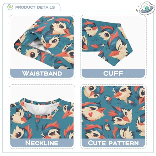 JUNZAN Cartoon Woodpecker Blue Kids Girls Pullover Hoodie Fleece Kids Hoodies Boys Party 4T3