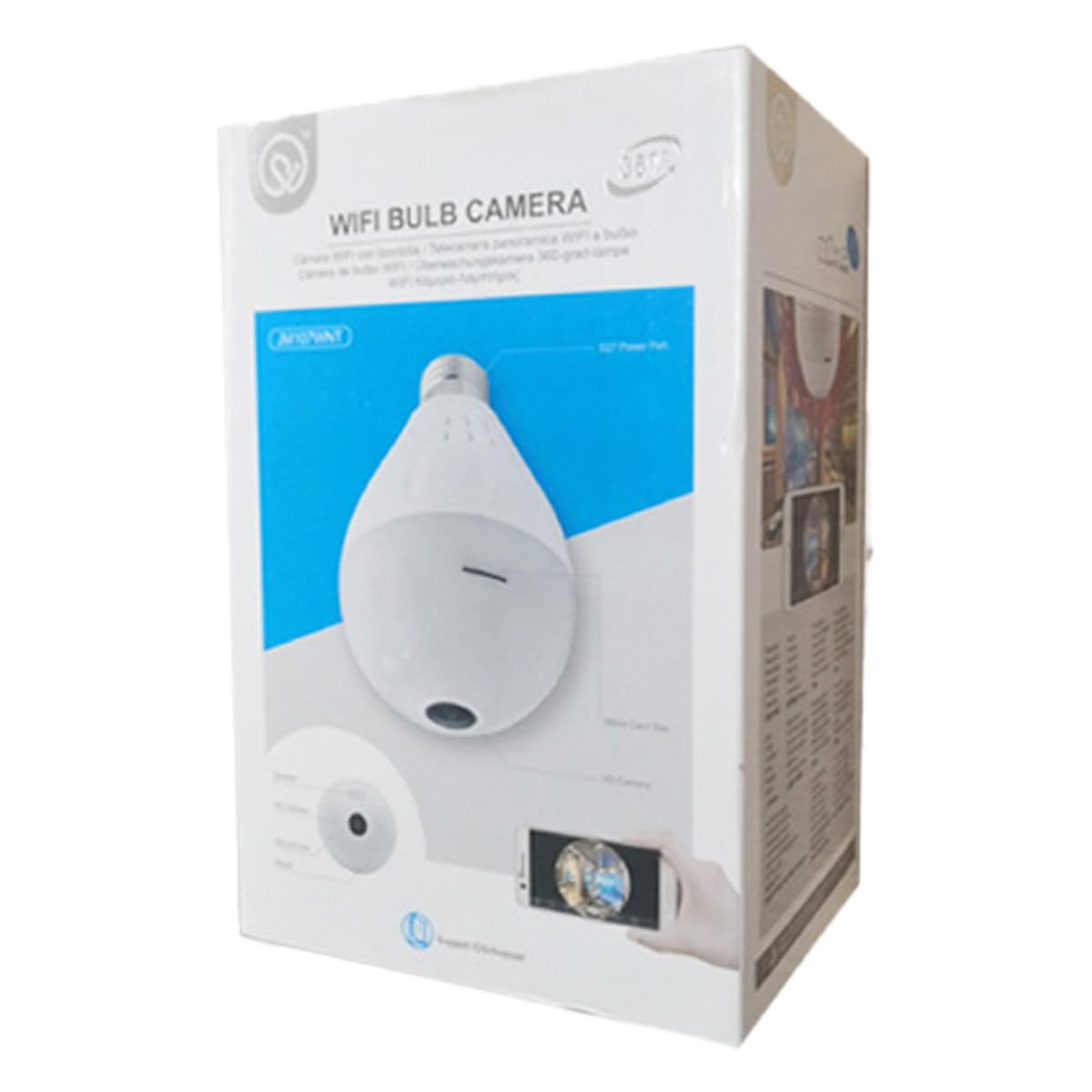 A2ZWORLD Telecamera Wi-Fi a Lampadina con attacco E27, Videocamera 360° + Full HD 1080p, Videosorveglianza di Sicurreza Interno con Sensore di Movimento
