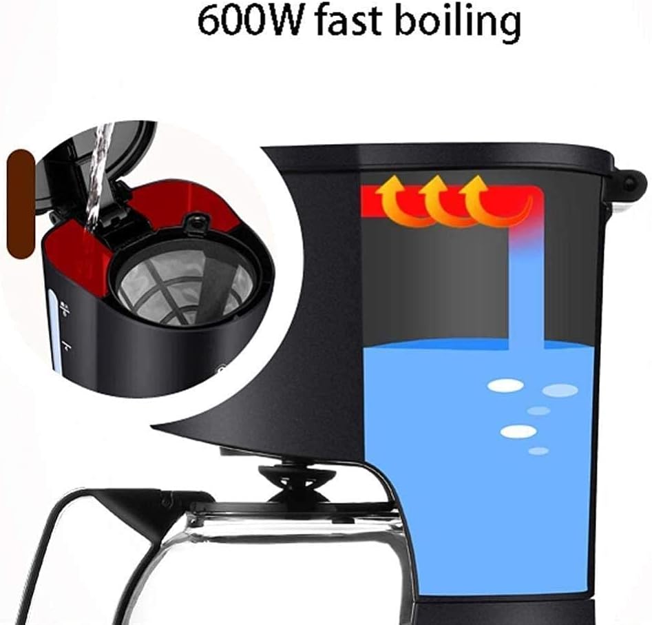Coffee Machine Drip Coffee Pot With 600ml Glass Water Tank, Function, automatic heating function, 600w energy saving