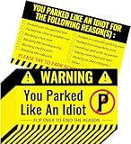 200 Pieces Bad Parking Cards You Parked Like an Idiot Card 3.5 x 2 Inches Funny Parking Violation Stickers Cards with Multi Violation Reasons