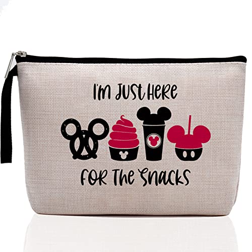 Hanamiya Na Snacks Bag for Travel, Funny Waterproof Makeup Bag, Washable, Reusable for Travel, Beach, Cute Toiletry Bags for Girls Teens Friends- I'm Just Here for The Snacks